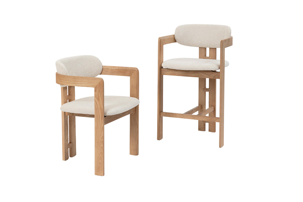 Chaise de comptoir Camille Frêne Nat. Beige
