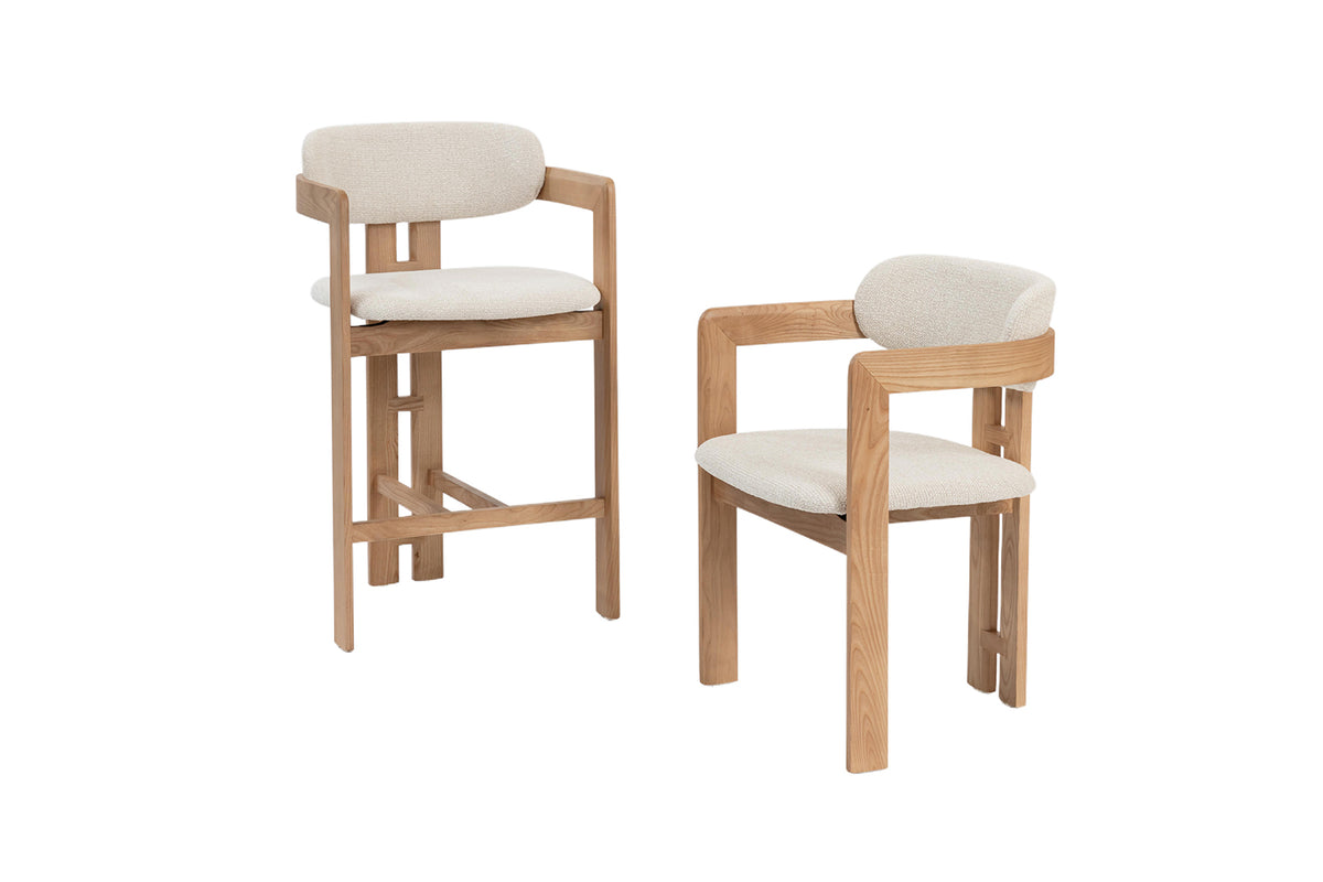 Chaise de comptoir Camille Frêne Nat. Beige