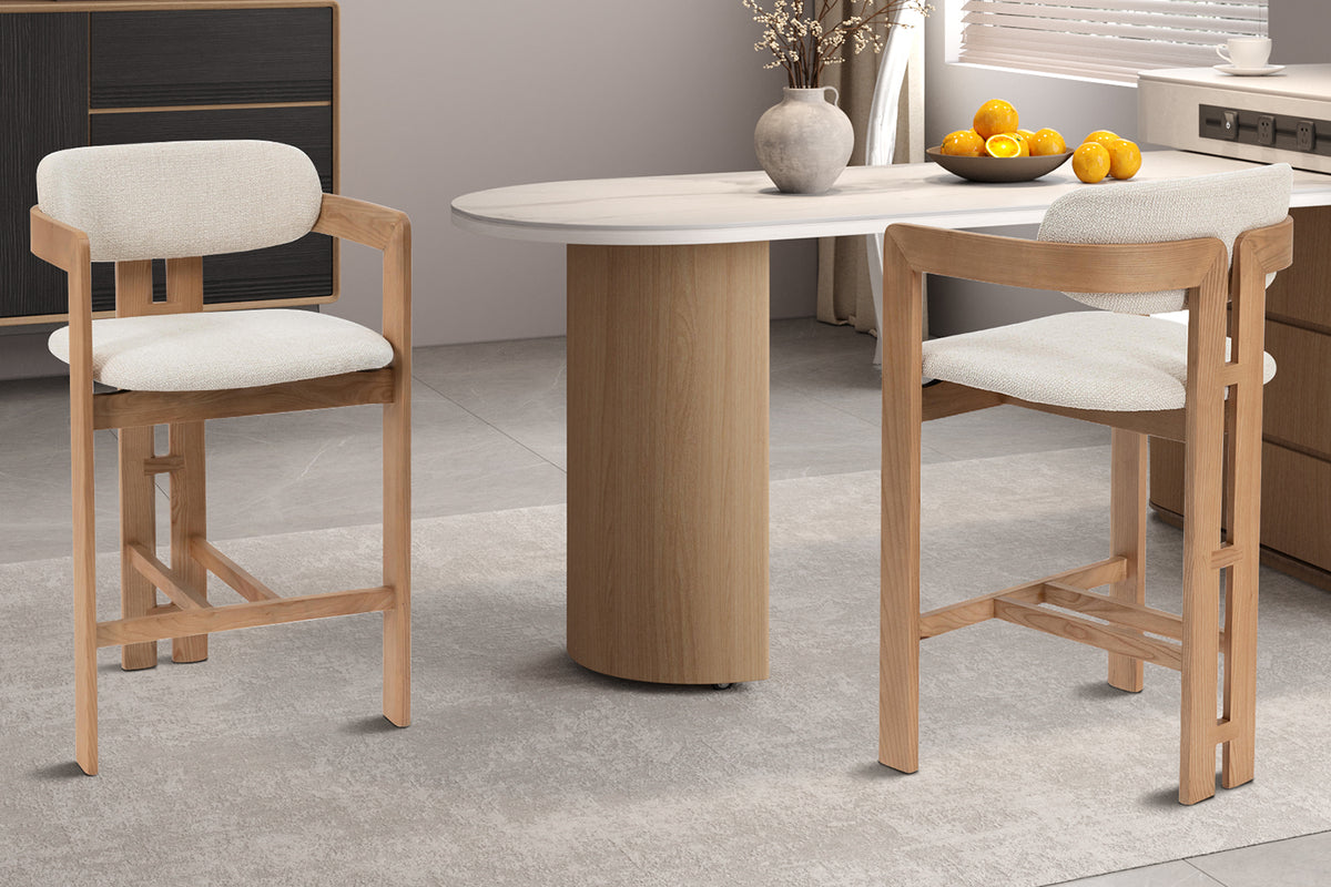 Chaise de comptoir Camille Frêne Nat. Beige
