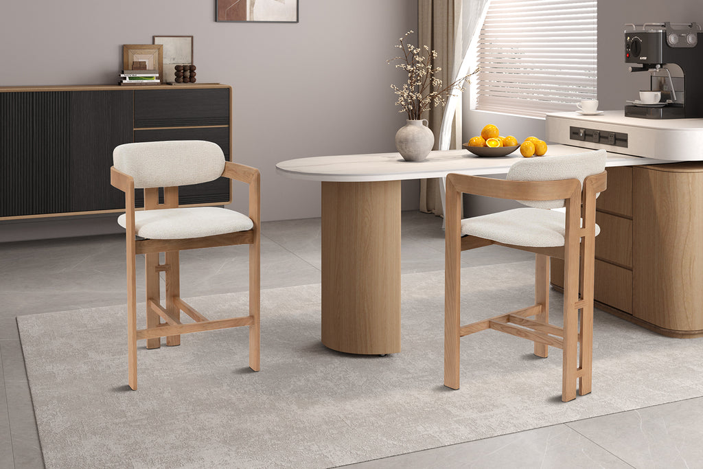 Chaise de comptoir Camille Frêne Nat. Beige
