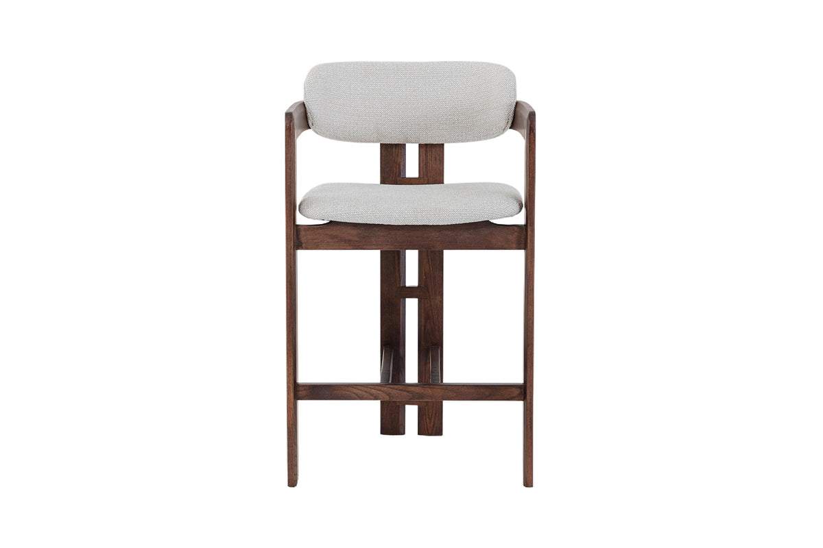 Chaise de comptoir Camille Frêne Noyer Beige