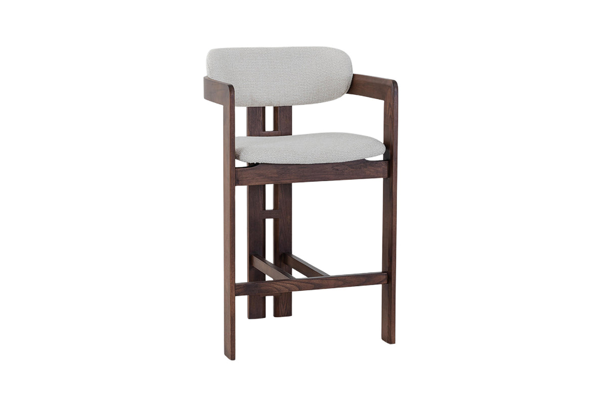 Chaise de comptoir Camille Frêne Noyer Beige