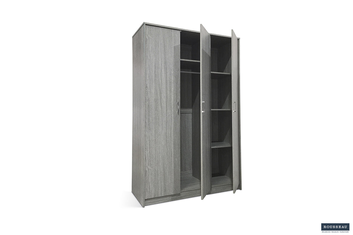 Armoire Ray 3 portes Chêne gris