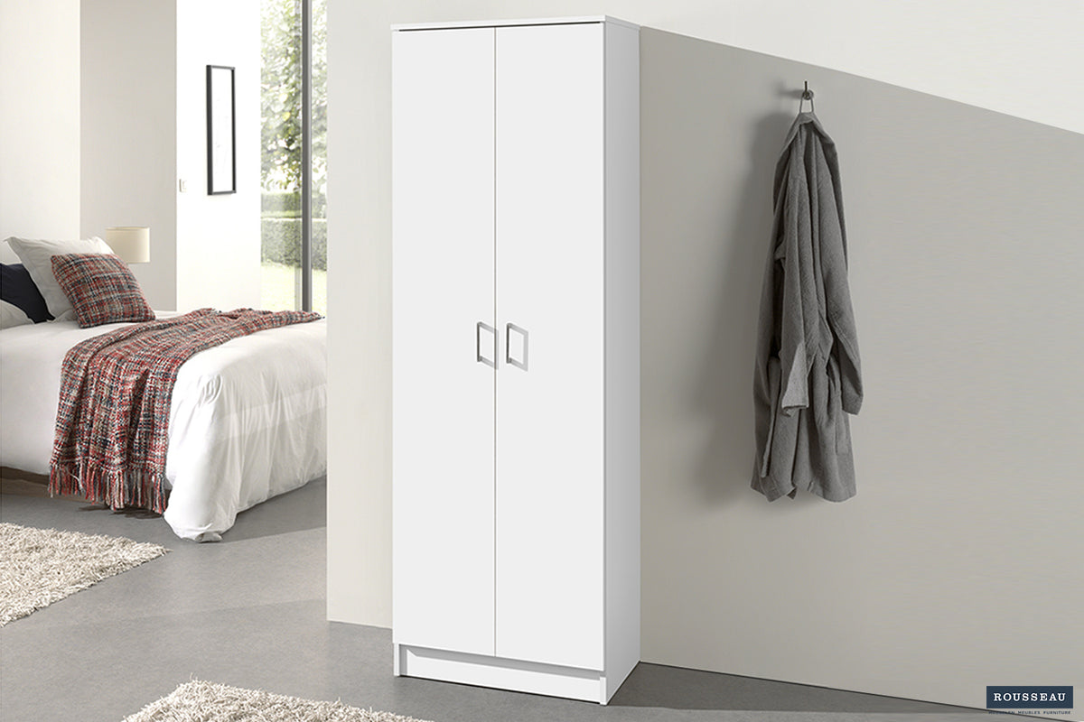 Armoire de rangement Ray 2 portes et 4 étagères Blanc