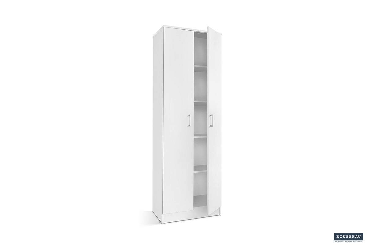 Armoire de rangement Ray 2 portes et 4 étagères Blanc