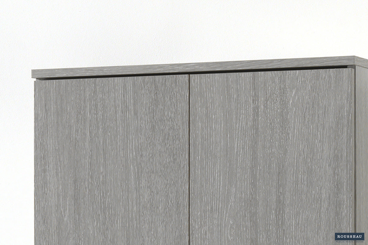 Armoire de rangement Ray 2 portes et 4 étagères Chêne gris