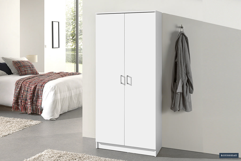 Armoire de rangement Ray 2 portes et 4 étagères Blanc