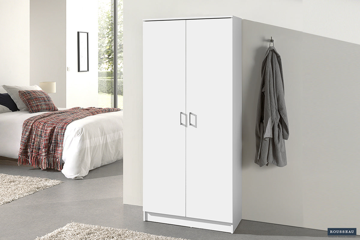 Armoire de rangement Ray 2 portes et 4 étagères Blanc