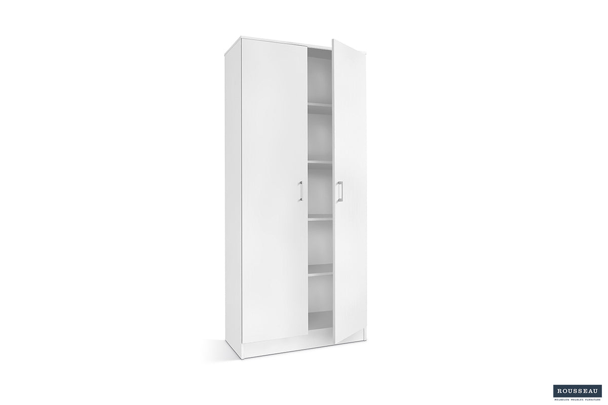 Armoire de rangement Ray 2 portes et 4 étagères Blanc
