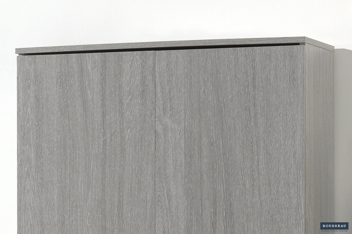 Armoire de rangement Ray 2 portes et 4 étagères Chêne gris