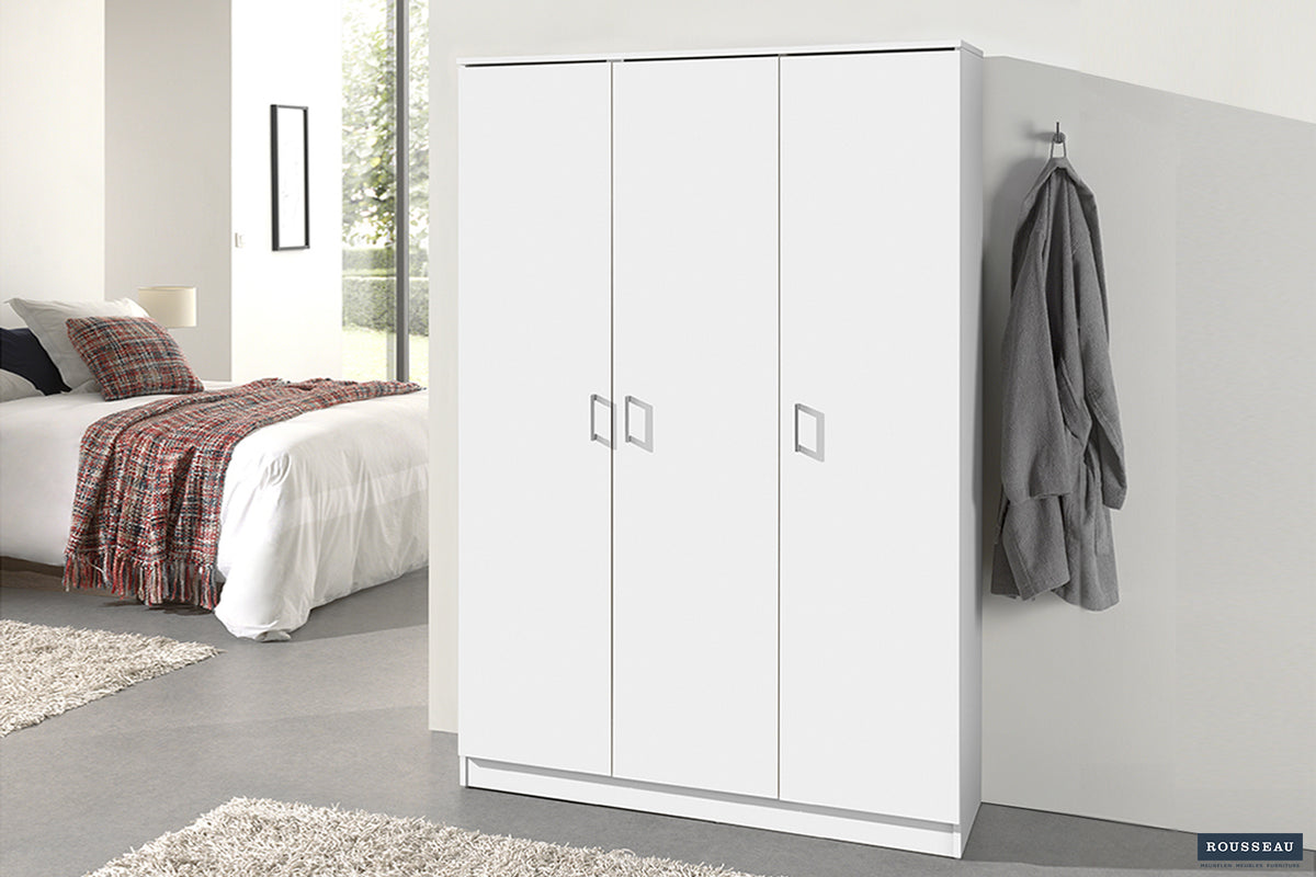 Armoire de rangement Ray 3 portes et 4 étagères Blanc