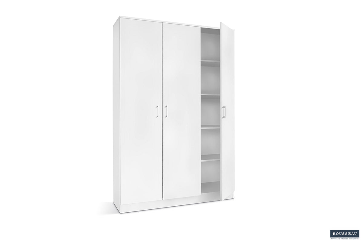 Armoire de rangement Ray 3 portes et 4 étagères Blanc