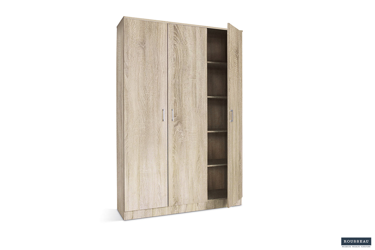 Armoire de rangement Ray 3 portes et 4 étagères Sonoma