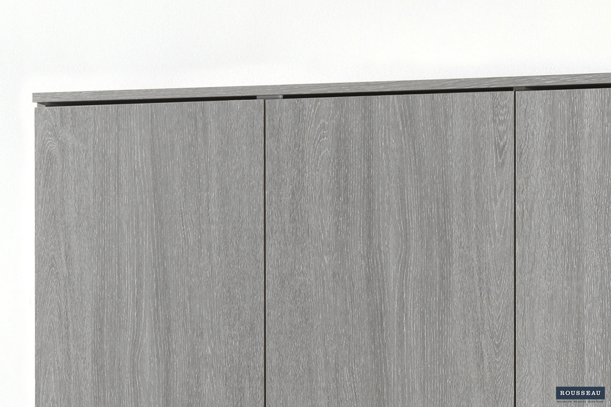Armoire de rangement Ray 3 portes et 4 étagères Chêne gris