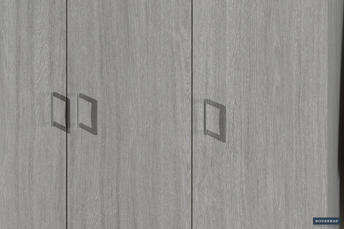 Armoire de rangement Ray 3 portes et 4 étagères Chêne gris