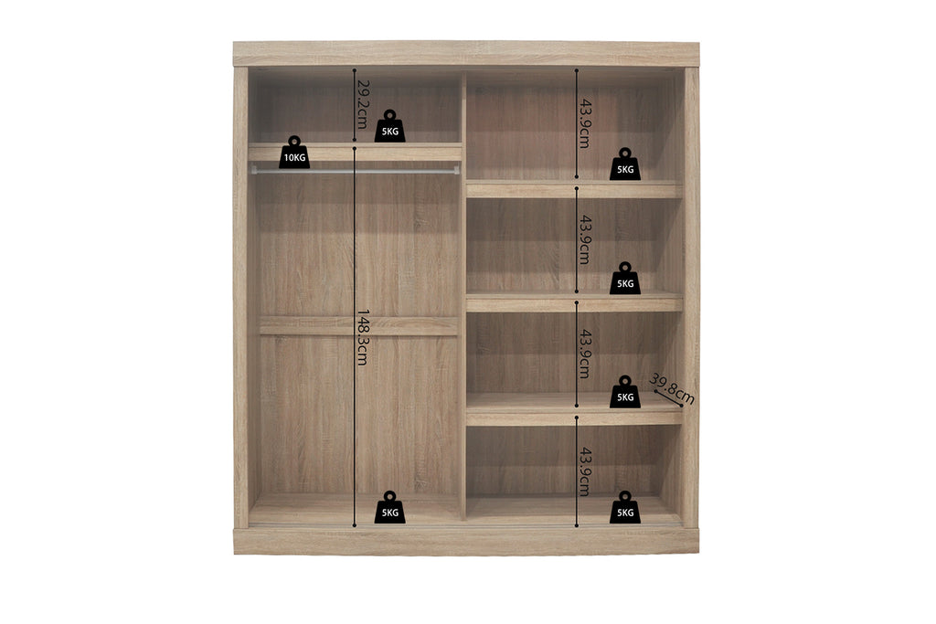 Armoire Mike 2 Portes Coulissantes Sonoma