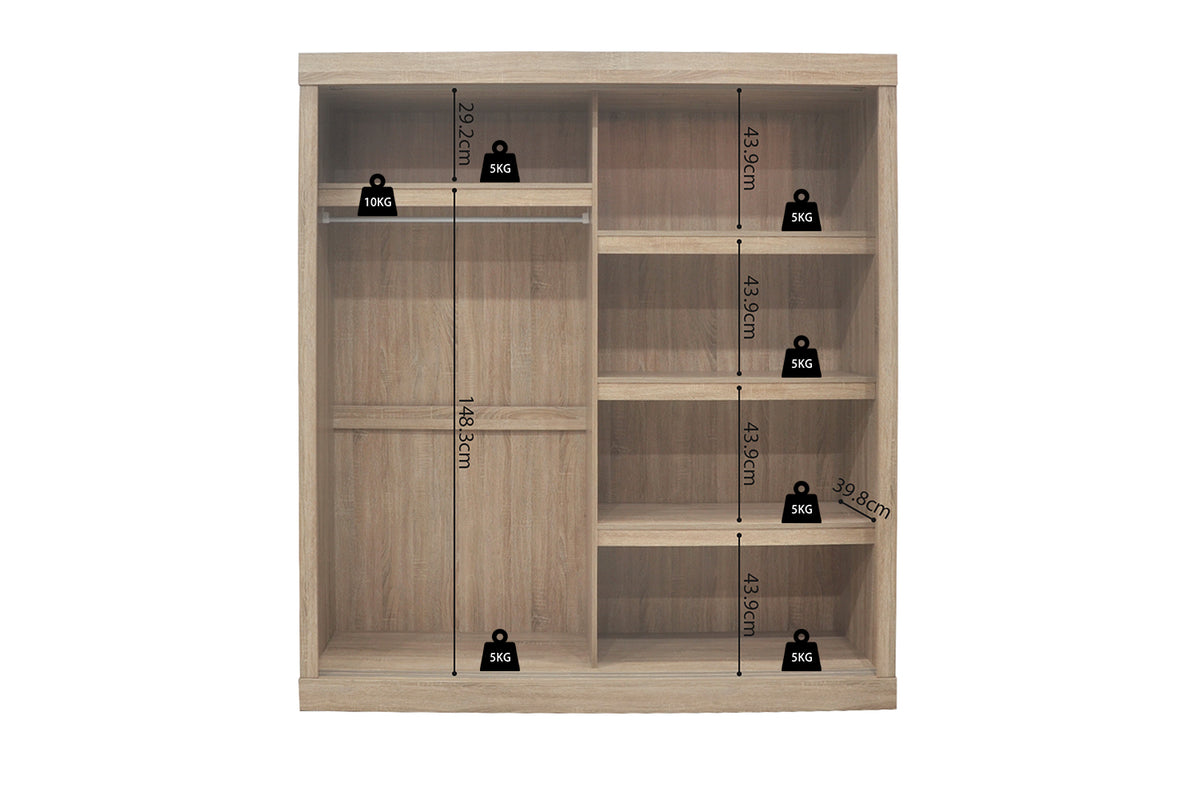 Armoire Mike 2 Portes Coulissantes Sonoma