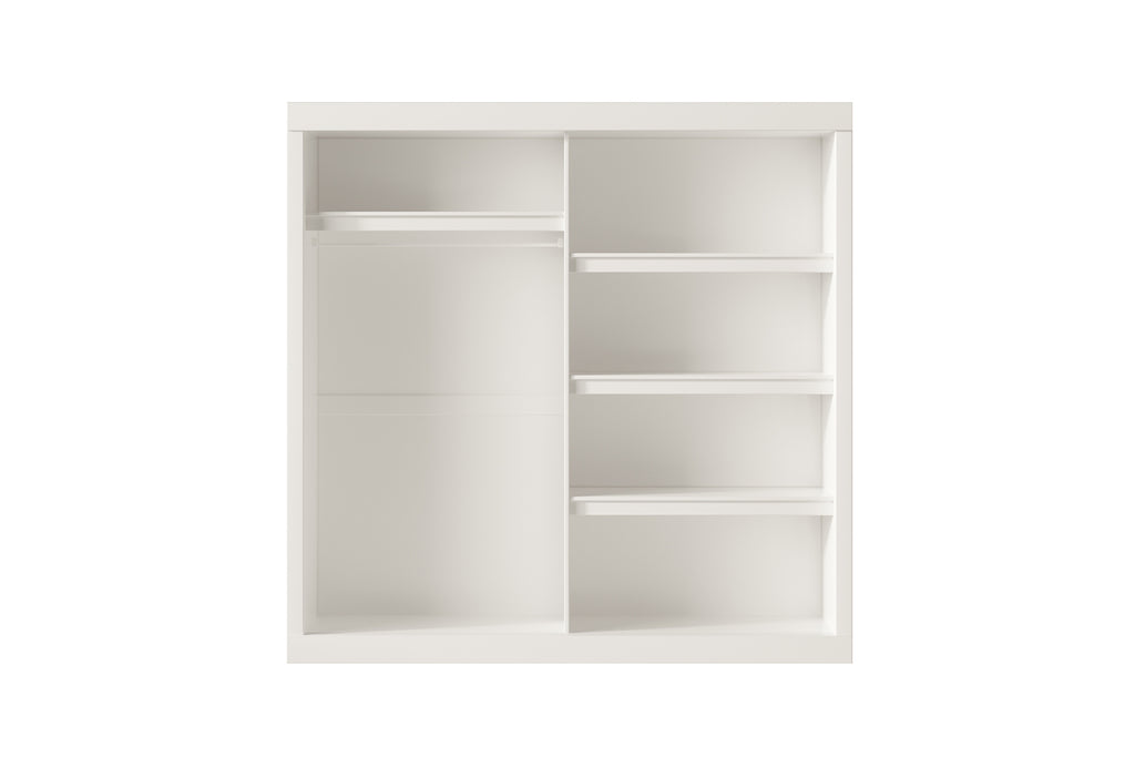 Armoire Mike 2 Porte Coulissante, 1 Porte Miroir Blanc