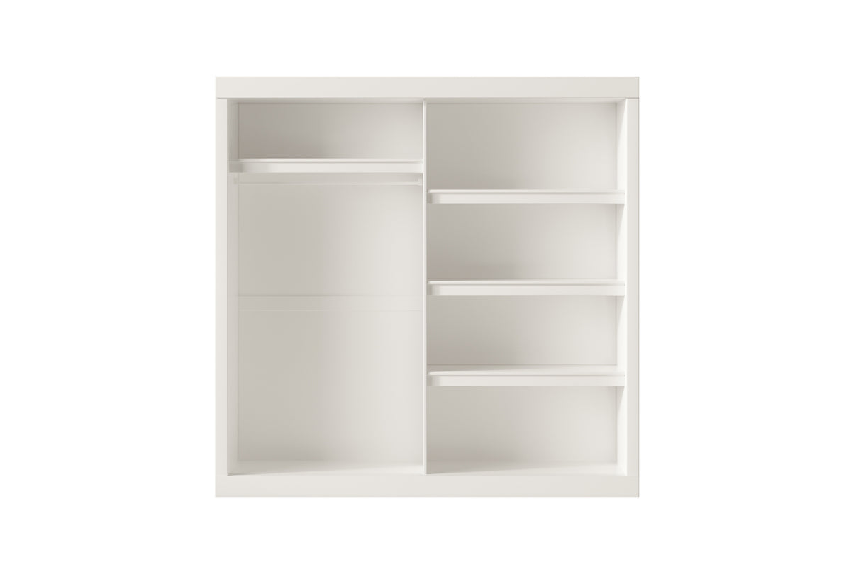 Armoire Mike 2 Porte Coulissante, 1 Porte Miroir Blanc