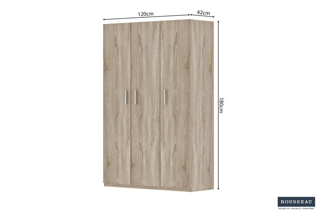Armoire de rangement Mike 120 cm 3 portes