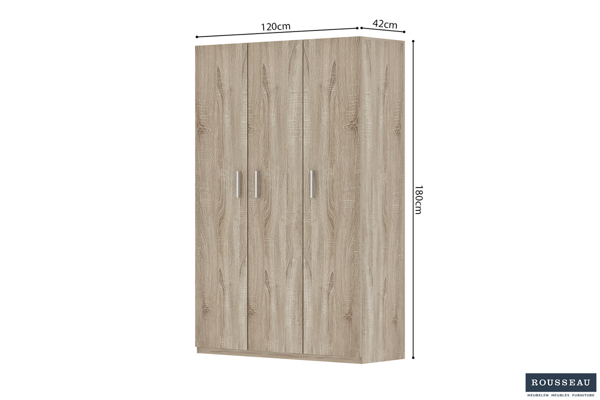 Armoire de rangement Mike 120 cm 3 portes