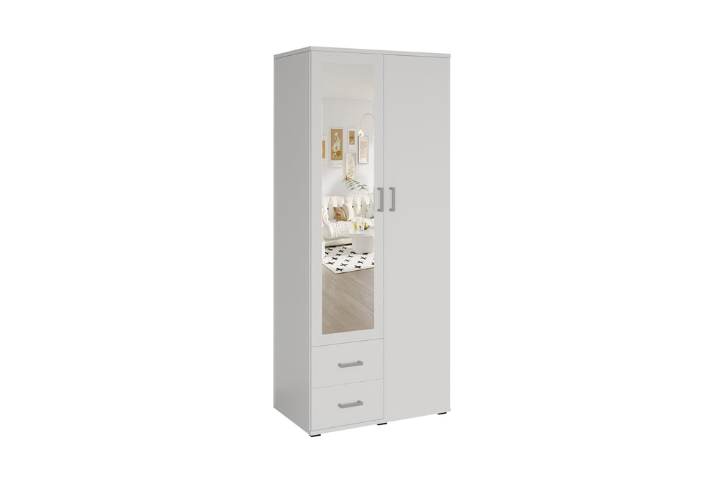 Armoire Marc 2 portes avec miroir Blanc