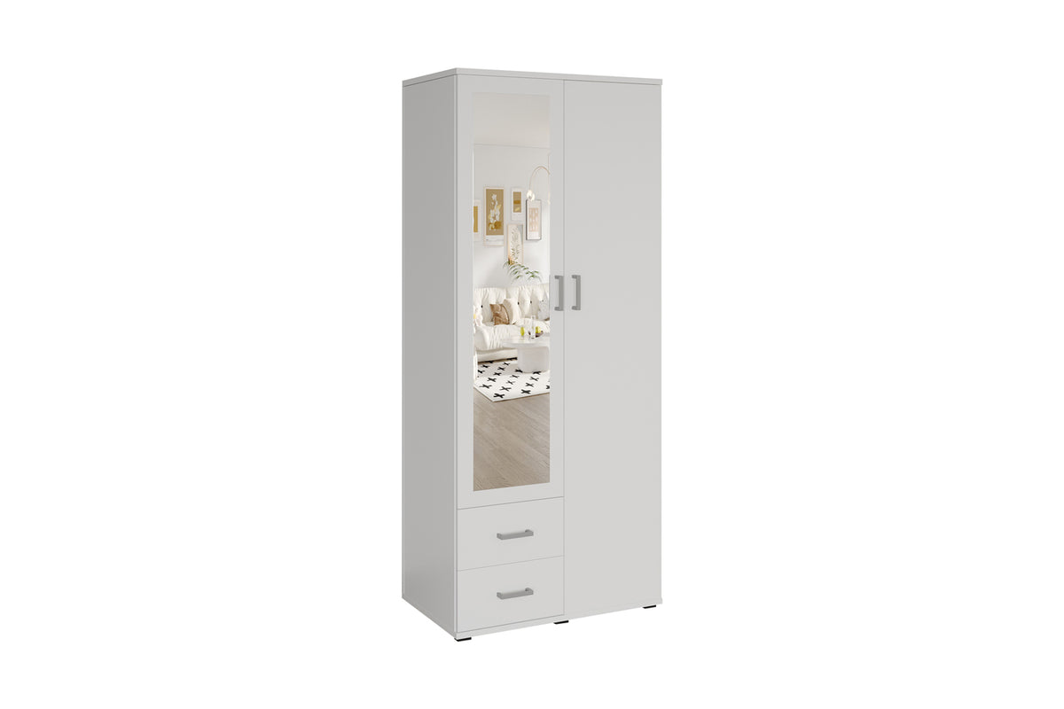 Armoire Marc 2 portes avec miroir Blanc