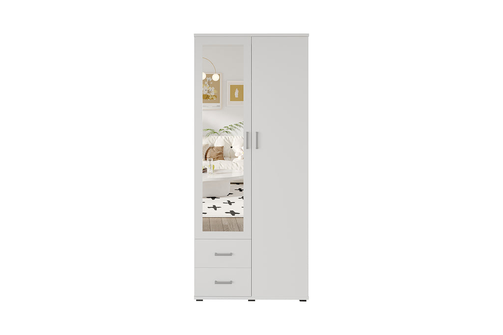 Armoire Marc 2 portes avec miroir Blanc
