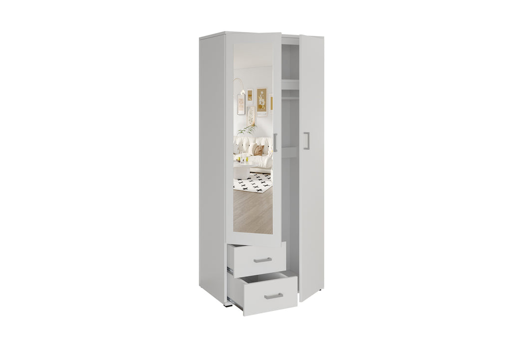 Armoire Marc 2 portes avec miroir Blanc