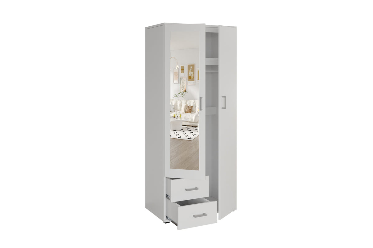 Armoire Marc 2 portes avec miroir Blanc