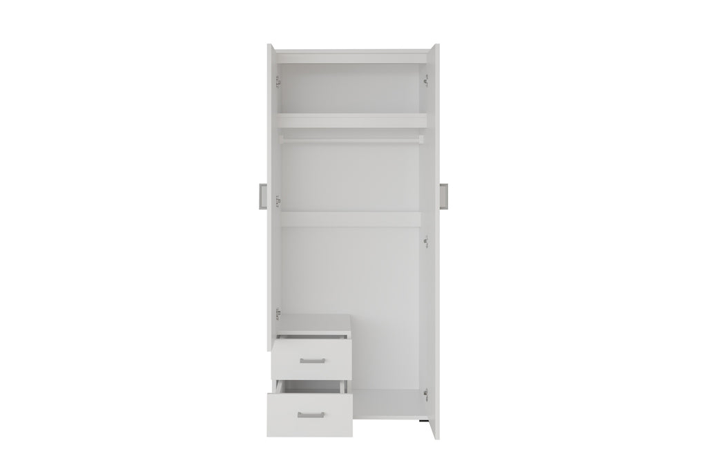 Armoire Marc 2 portes avec miroir Blanc