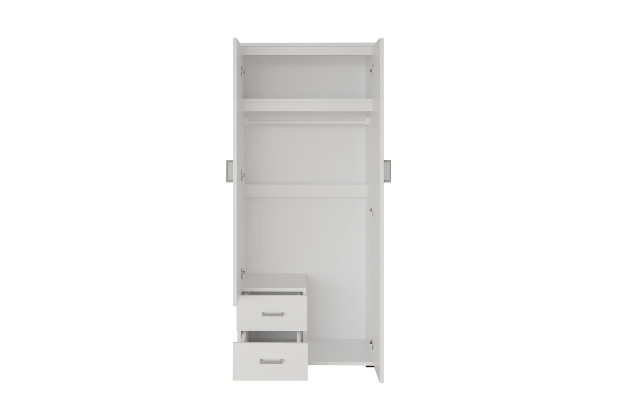 Armoire Marc 2 portes avec miroir Blanc
