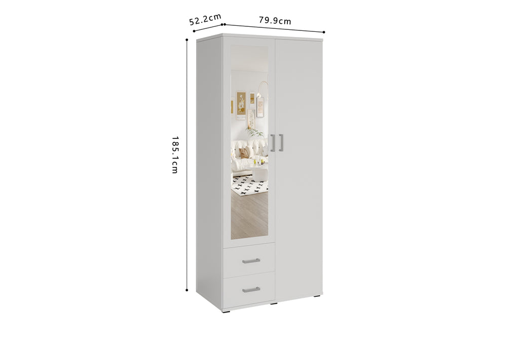 Armoire Marc 2 portes avec miroir Blanc