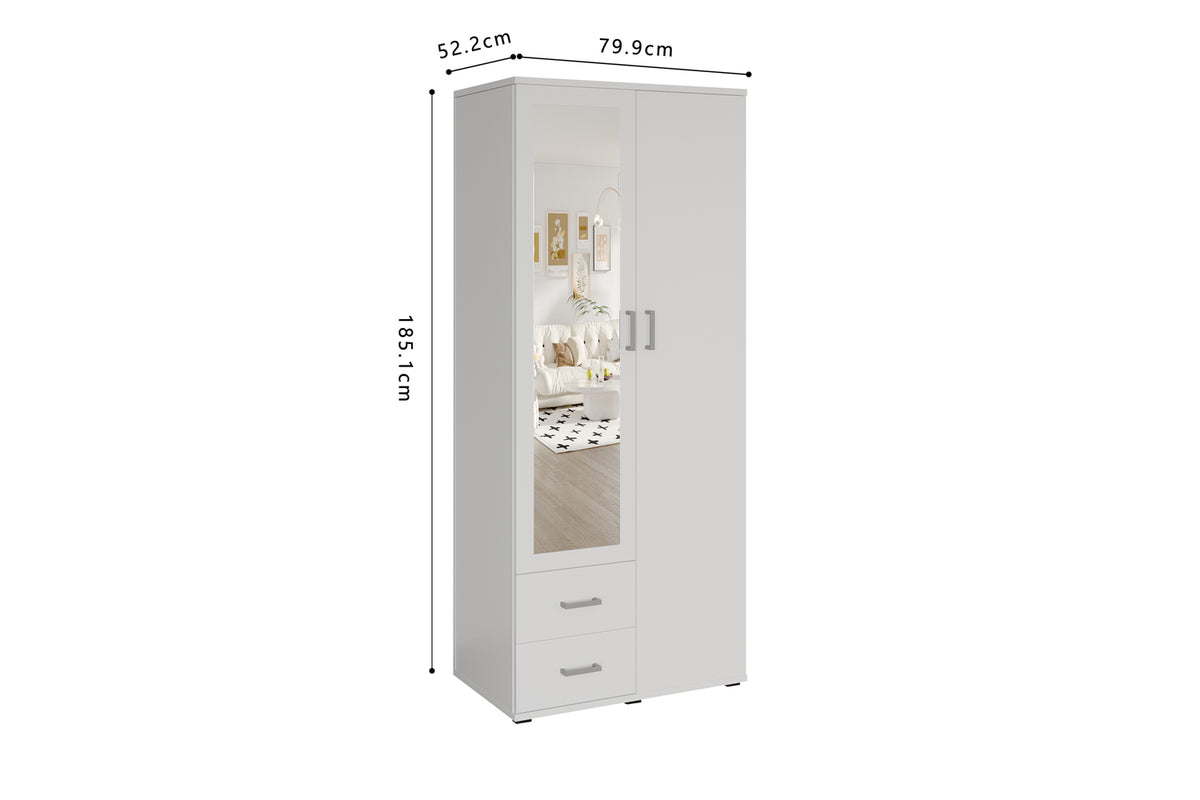 Armoire Marc 2 portes avec miroir Blanc