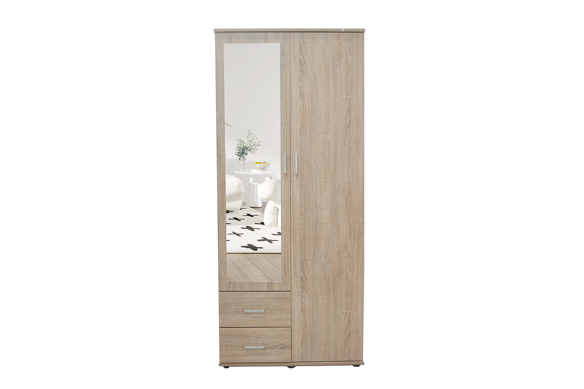 Armoire Marc 2 portes avec miroir Sonoma