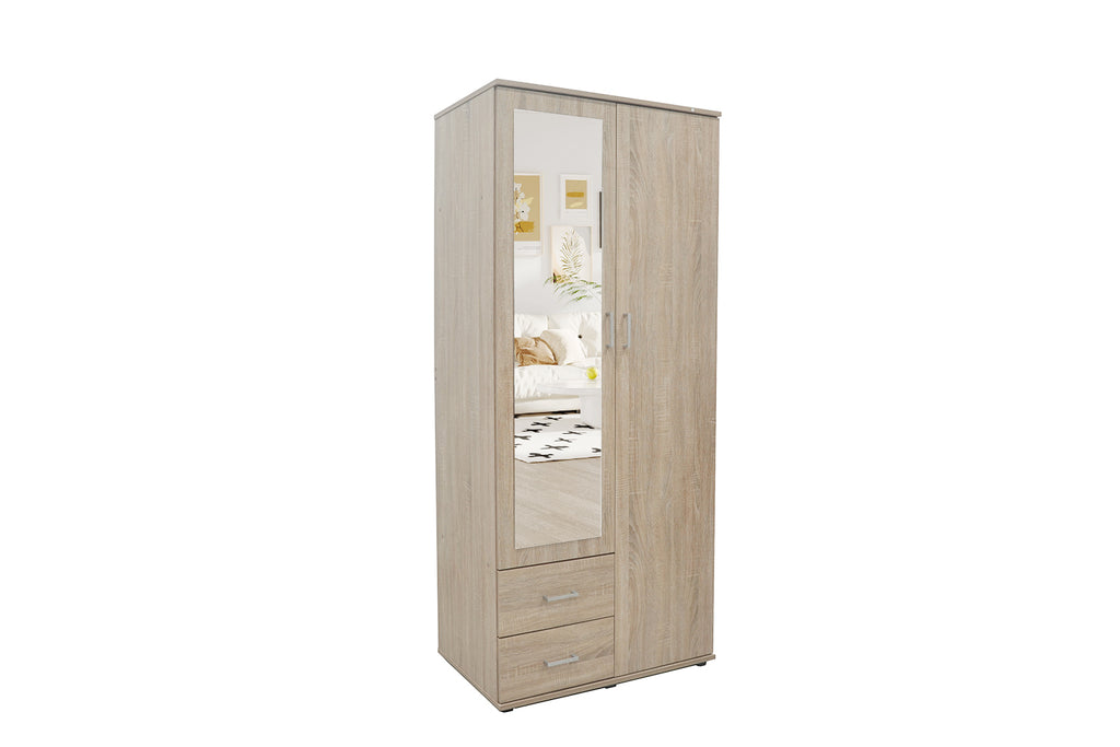 Armoire Marc 2 portes avec miroir Sonoma