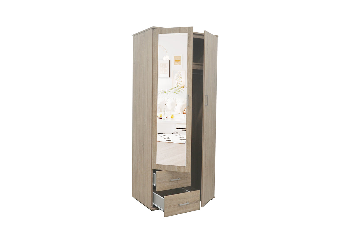 Armoire Marc 2 portes avec miroir Sonoma
