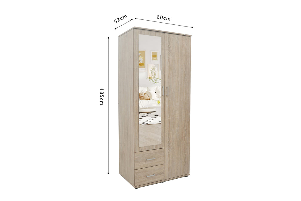Armoire Marc 2 portes avec miroir Sonoma