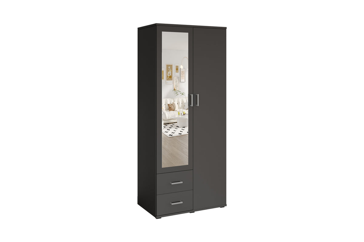 Armoire Marc 2 portes avec miroir Gris Foncé