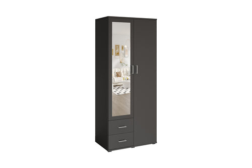 Armoire Marc 2 portes avec miroir Gris Foncé