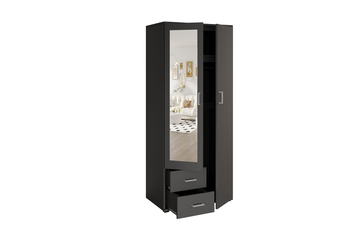 Armoire Marc 2 portes avec miroir Gris Foncé