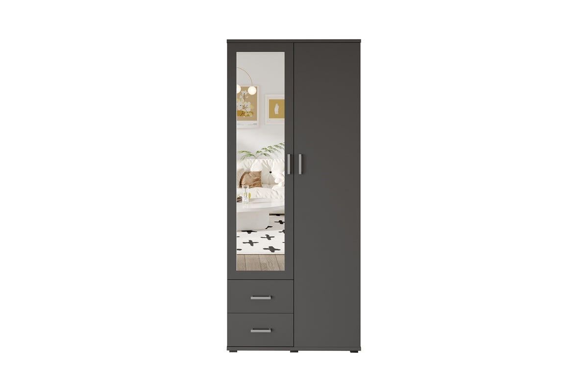 Armoire Marc 2 portes avec miroir Gris Foncé