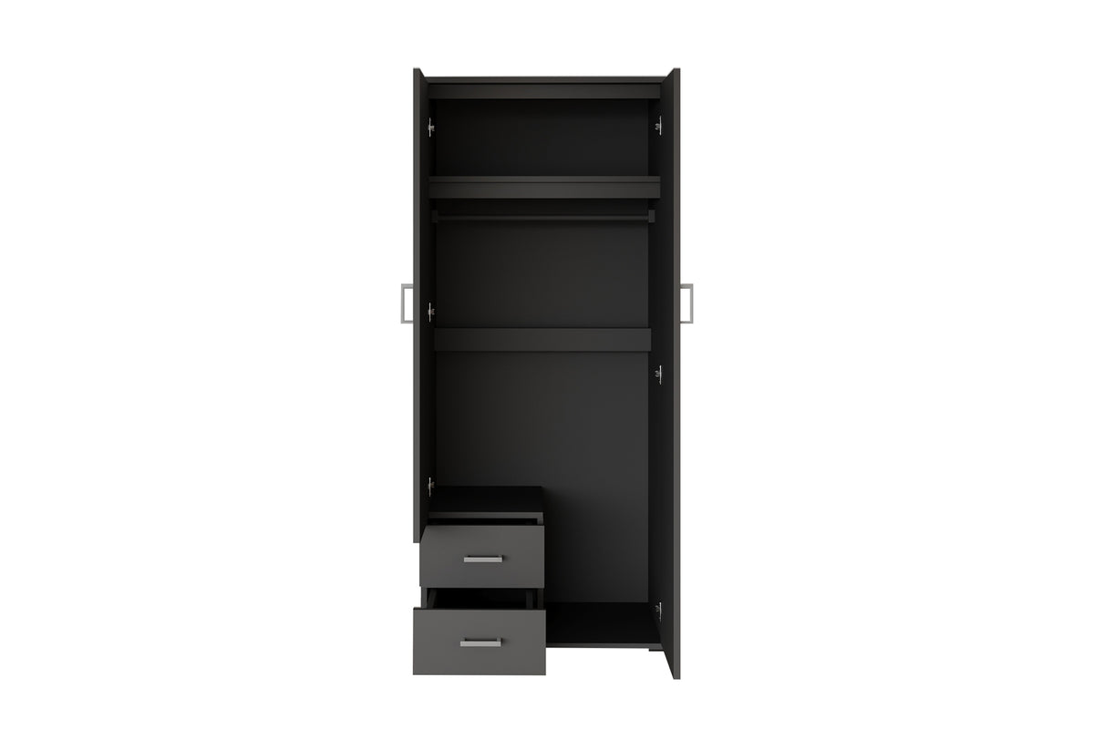 Armoire Marc 2 portes avec miroir Gris Foncé