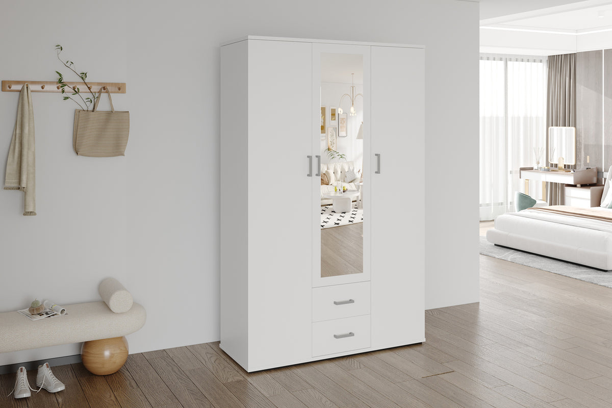 Armoire Marc 3 portes avec miroir Blanc