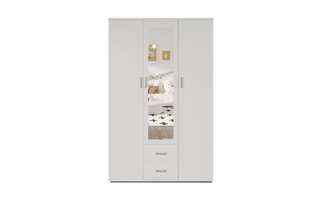 Armoire Marc 3 portes avec miroir Blanc