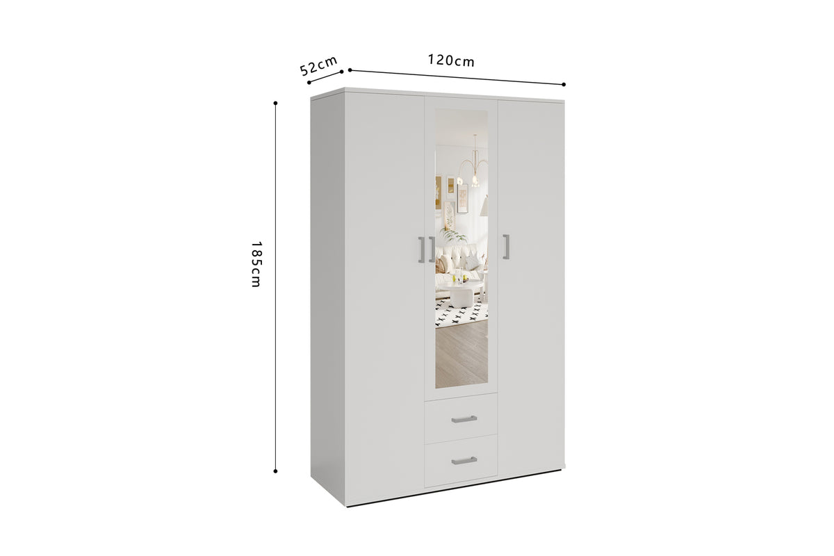 Armoire Marc 3 portes avec miroir Blanc