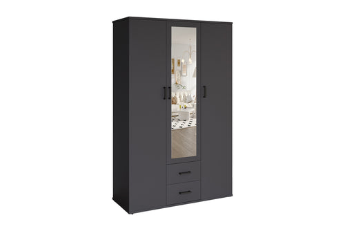 Armoire Marc 3 portes avec miroir Gris foncé
