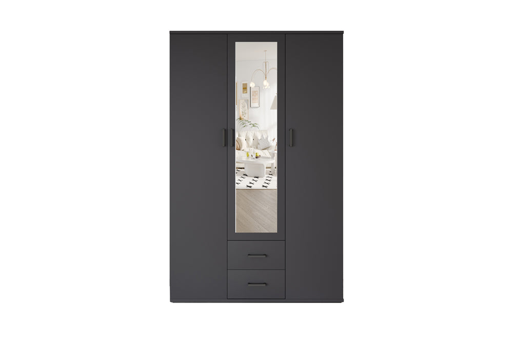 Armoire Marc 3 portes avec miroir Gris foncé