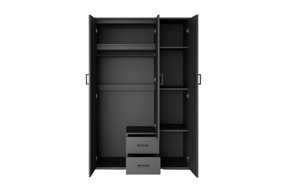 Armoire Marc 3 portes avec miroir Gris foncé