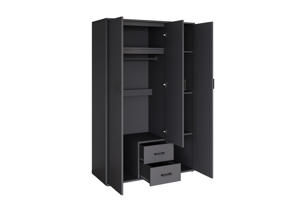 Armoire Marc 3 portes avec miroir Gris foncé